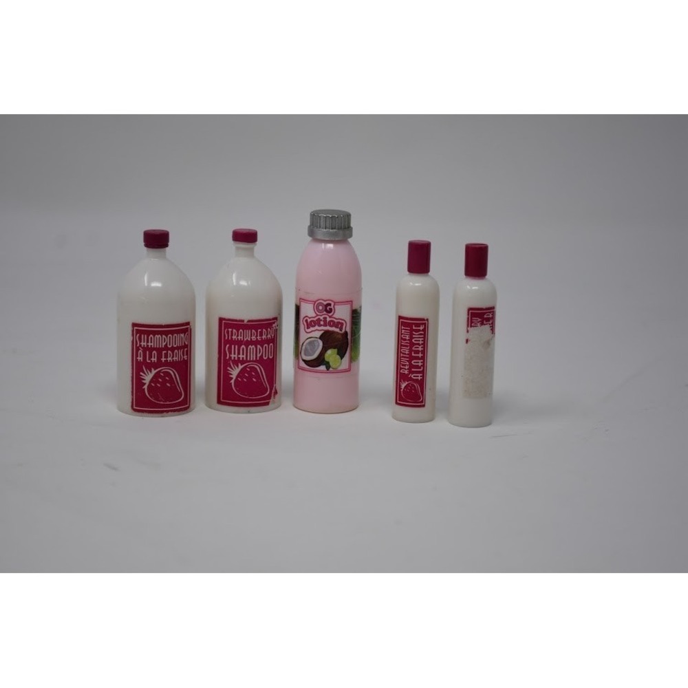 Barbie Doll Bathroom Accessories Lot Shampoo Lotion Bottles Miniature Set